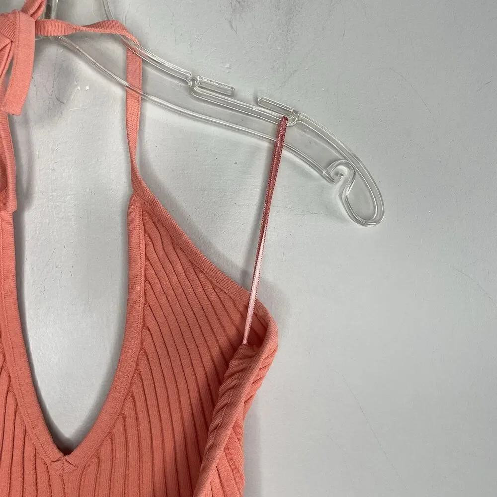 GAUGE81 Moura Plunge Top Women Small Ribbed Knit Halter Orange Viscose Blend - Picture 9 of 15